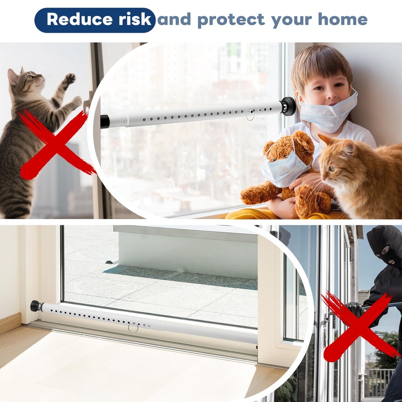 Abiglifty Sliding Door Security Bar, 17-50 Inch Adjustable Heavy Duty