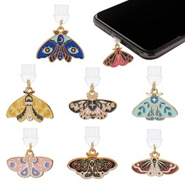 DICOSMETIC 8Pcs Type-C USB Charging Port Dust Plug Butterfly Dust Plug Charm Plug Cover for Earphone PVC Dust Plug with Alloy Enamel Butterfly Charm for Cellphone Tablet Charging Port Dust