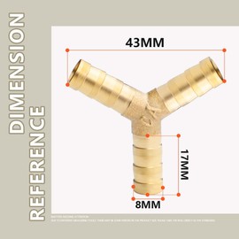 Bwintech 6pcs 8mm 3 Way Y Shaped Brass Hose Connector with 18 Clamps