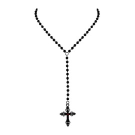 MILAKOO Long Bead Upside Down Choker Slip Chain Y-Necklace Goth Cross Choker Vintage Beaded Necklace