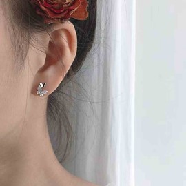 Yheakne Vintage Schmetterling Ohrringe Silber Doppelter Schmetterling Ohrstecker Ohrringe Strass Cz Schmetterling Ohrringe Winzig Klein Süß Ohrringe Schmuck Für Frauen Und Mädchen Geschenke