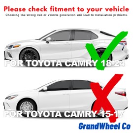 GrandWheel Co Smoke Tinted Tape-On Side Window Vent Visor Deflectors Rain Guards Compatible with Camry 2018-2023 - 4pcs. GW0203