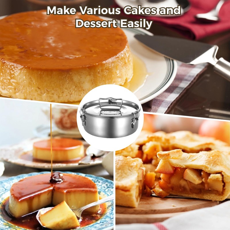 Stainless Steel Flanera, 8.2 Inch Flan Pan for Instant Pot