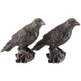 VOGLER Joh. Vogler GmbH Hugin and Munin Ravens 816-733 Set of 2 Bronze Coloured Artificial Stone Hand-Painted