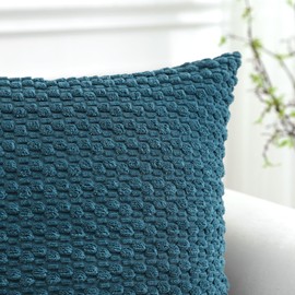OTOSTAR Corduroy Soft Decorative Throw Pillow Covers 24x24 Inch Square Pillow Covers with 3D Bubble Texture Cushion Case for Couch Sofa Bedroom Boho Pillowcase for Home Decor (Dusty Blue)