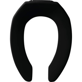BEMIS 1955SSCT Commercial Open Front Plastic Toilet Seat, Heavy Duty Industrial No Slam Seat without Lid, Secure Installation, Made in USA, Elongated, Black