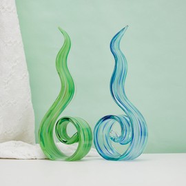 11.5" Tall Hand-Blown Glass Flame Sculpture Art Ornament Statue Figurines Home Decor Coffee Tables Decoration