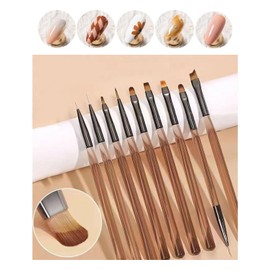 Samcos Nail Art Brush, Gel Nail Brush, Gel Nail Painting Brush, Nail Brush, Gel Nail Brush, Nail Brush Set, Self Nail, Beginner Set, 3D Nails, Nail Supplies, UV Protection, Set of 9