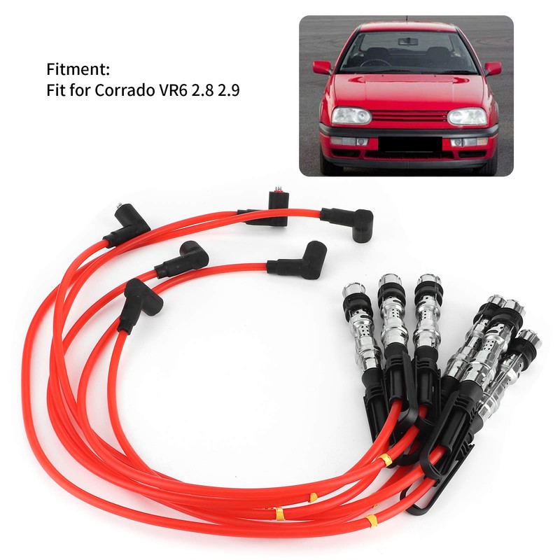 Spark Plug Wire, 6Pcs Red Ignition Cable Spark Wire Cord