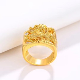 Dragon Ring for Men Chunky Gold Rings 2024 Chinese New Years Ring Vintage Knuckle Statement Ring Pinky Thumb Ring for Dad Boyfriend New Year Party Birthday Gifts
