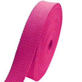 Correa de algodón de poliéster de 1 pulgada de 5.5 ~ 6 yardas para artes y manualidades, correas de costura, bolsas de lona para hacer accesorios al aire última intervensión (rosa rojo)