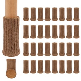 Ezprotekt Furniture Socks 24 Pack Knitted Furniture Feet Chair Leg Protectors Chair Legs Non-Slip Furniture Shoes Avoid Scratches and Noise, Move Easily, Light Brown