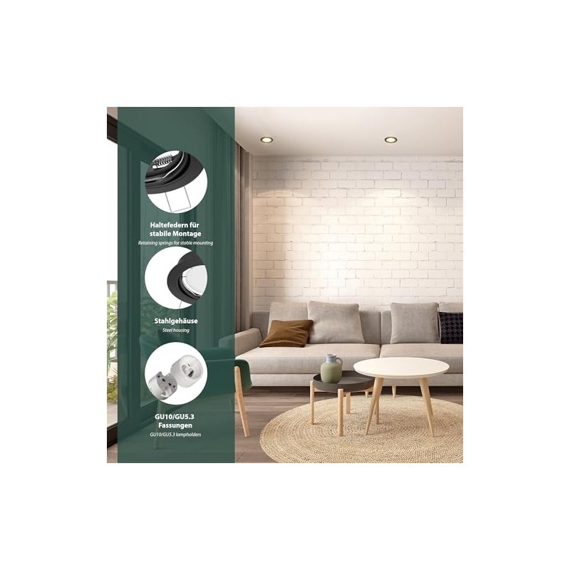 ledscom.de Fere Ceiling Mounting Frame Round Matte Black Pack of