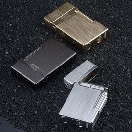 SNYYIAI Classic Lighter, Butane Brushed Metal Lighter, Side Slide Lgnition Steel Tone Trench Lighter for Men Dad Husband Gift Collect,Silver