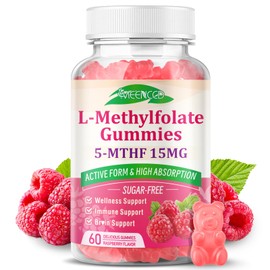 MEENCCD L-Methylfolate 15mg Gummies, Methylfolate Supplement, 5-MTHF Supplement - Active 5-MTHF & High Absorption - Supports Brain Health & Immune System, Vegan, Raspberry Flavor, 60 Count