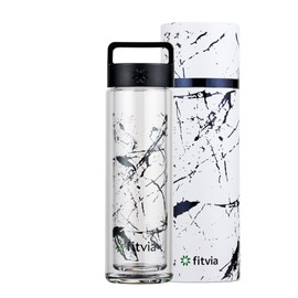 fitvia Thermal Flask "Black Marble" 380 ml Double Glazing, Heat and Cold Function