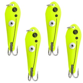 Sumo Spoon - Cuchara de cebo de pesca para saltar, lubina blanca, róbalo a rayas y otros peces de cebo, 1 5/8 pulgadas (1 5/8 pulgadas, 2 puntas, Chartreuse)