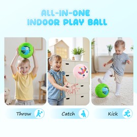 Indoor Soccer Balls for Toddlers 2 Pack - 7.8” Soft Stuffed Plush Toys - Inflatable Play Ball with Pump for Baby Toddlers Kids 1-3 3-5 5-8 - Gift for Boys Girls Birthday (Dinosaur, Unicorn)