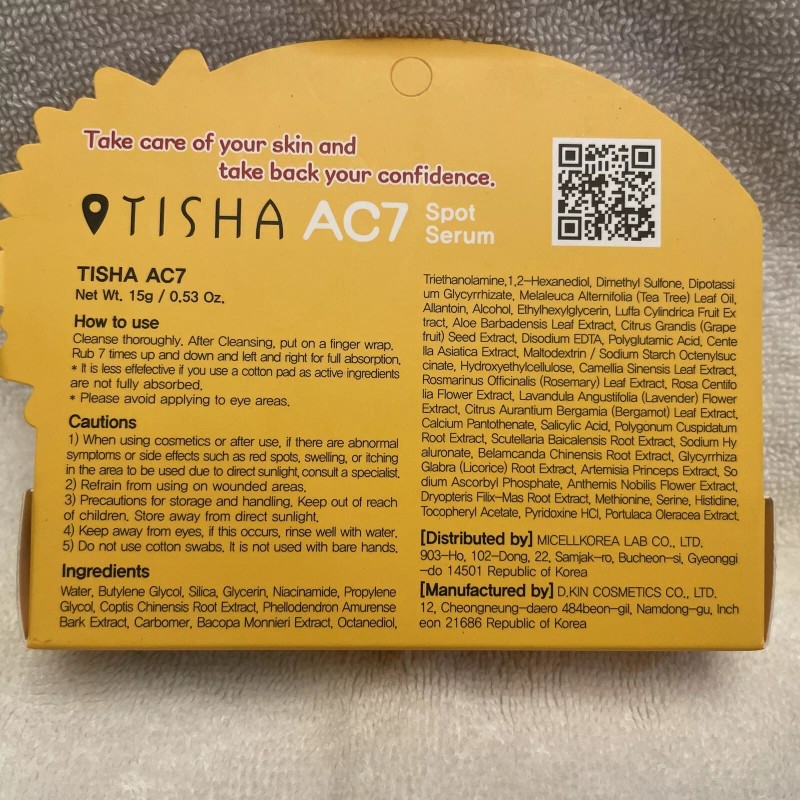 Cure TISHA AC7 Spot Serum Brightening Moisturizing Troubled Skin Acne