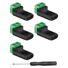 GELRHONR USB C Female to 2Pin Screw Terminal Adapter, 5V Type C to 2 Pin Solderless Converter Connector for DIY, USBC Repairment and Small Appliances, 5Pack (C Female to 2Pin)