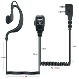 TechSide Microphone Earpiece with Double Spiral Cable 2-Pin Midland | Two-Way Radios | Compatible with G7 Pro, G8, G9 Pro, M48, M99, XT30, XT50, XT70 | Surveillance Security SoftAir (2 Pcs)