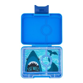 Yumbox Snack Box - 3 Compartment - Leakproof Bento Lunch Box for Kids (Surf Blue with Shark Tray)