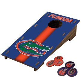 University of Florida Gators Desktop Cornhole Set with Brown Wood Grain Design & Team Logo by Fan Creations – Mini Novelty Game for Workplace, Home, or Dorm – Easy One-Time Assembly – Stress Relief