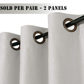 H.VERSAILTEX Linen Blackout Curtains 96 Inches Long for Bedroom/Living Room Thermal Insulated Grommet Curtain Drapes Primitive Textured Linen Burlap Effect Window Draperies 2 Panels - Off White