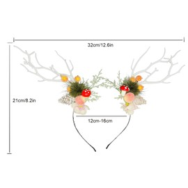 Kimglurs Christmas Girls Headpiece Handmade Headpiece for Party Snowman Antlers Headband for Children Adults (White Antlers)