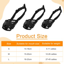 ElevateTech 3Pcs Dog Muzzle, Soft Mesh Muzzle For Small Medium Large Dogs Adjustable Strap Breathable Dog Mouth Guard Anti Biting Barking Chewing Suitable Pets Walking Camping 3 Sizes (Black S M L)