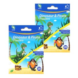 2x20 A&E Dinosaur & Pirate Assorted Washproof Plasters - Bundled by Smart Cutie