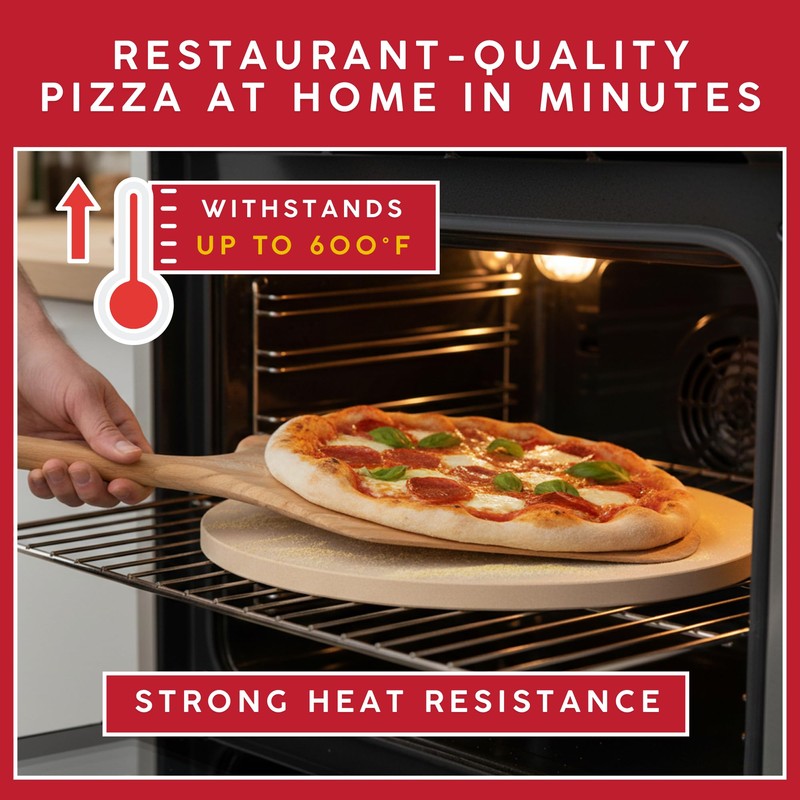 Maverick Pizza Stone with Gloves for Grill Oven 15 Inch
