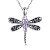 URONE Dragonfly Necklace 925 Sterling Silver June Heart Birthstone Pendant