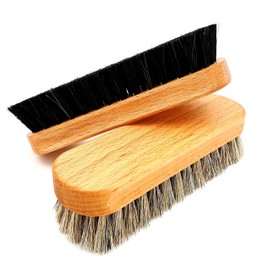 DELARA Two high-quality polishing brushes made of lacquered beech wood with handle throats, 100% soft horsehair - made in Germany