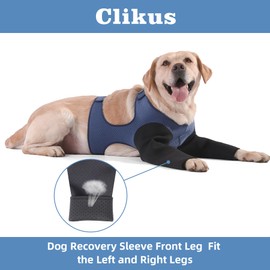 Dog Sleeves for Wounds Both Front Legs，Cone Collar Alternative, Abrasion Resistant Dog Recovery Sleeve, Washable 2.5mm Thick and Bouncy, Breathable Pet Wounds Prevent Licking (Medium, Blue-Black)