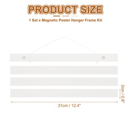 PATIKIL 1 Set Magnetic Poster Hanger Frame 12 Inch Wooden Magnet Picture Hangers Frames Wide Hanging Kit for Photos, Pictures, Artwork, Maps, White