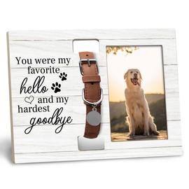 XNXLDYLH Dog Cat Pet Memorial Picture Frame with Collar Holder, Pet Cat Dog Memorial Loss Gifts for Loss of Dog, You Were My Favorite Hello and My Hardest Goodbye Picture Photo Frames for 4x6 Photos