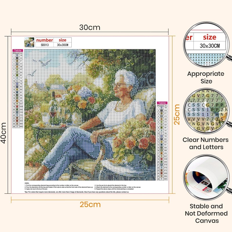 MAXBYE Diamond Painting Arts Kits, 5D Silver-Haired Woman Round Full
