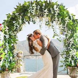 5pcs 33ft Artificial Wisteria Garland Wisteria Vine Artificial Hanging Flowers Plants Greenery Fake Leaf Garland for Wedding Kitchen Home Party Decor(Milk White)