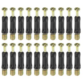 sourcing map 30Pcs 35mm Furniture Connecting Fittings, Thread Bolts Dowels Screws, Metal Dowel Fitting Fasteners for Cabinet Drawer and Wardrobe Furniture, Black