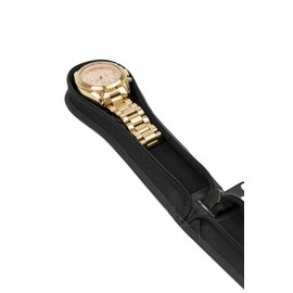 LEAS Watch Case for 1 Watch with Zip Made of Finest Cowhide Leather 15 x 6 x 2.5 cm (W x H x D) (Black)