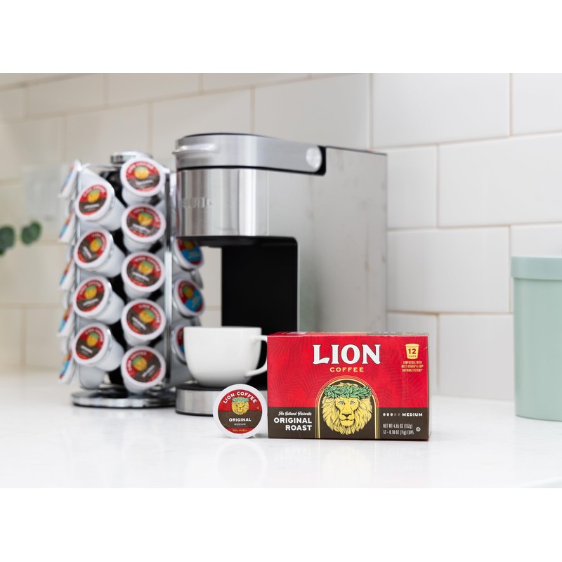 Lion Coffee Original Medium Roast Coffee, Single-Serve Coffee Pods, Compatible