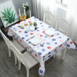 Aisszhao 137 * 180cm Wipe Clean PVC Tablecloth,Rectangular Large Easy Care Table Cover Reusable Table Cloth for Holiday Dinner Outdoor Picnic (Strawberry)