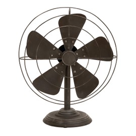 Deco 79 Metal Fan Decorative Sculpture Home Decor Statue, Accent Figurine 15" x 8" x 18", Black
