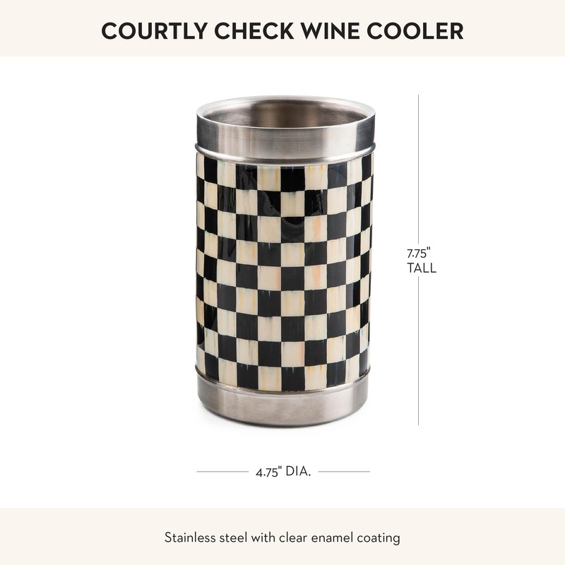 MACKENZIE-CHILDS Wine Bottle Cooler, Champagne and Wine Ice Bucket, Black-and-White