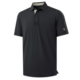 M MAELREG Men's Golf Shirts Dry Fit Short Sleeve Moisture Wicking Solid Performance Collared Polo Shirts for Men Black
