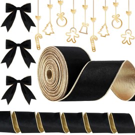 Christmas Ribbon, Christmas Decorations, 9.1m Soft Velvet Ribbon 63mm Christmas Tree Ribbon for Christmas Crafts, Gift Wrapping, Wreath, Top Bows, Sewing Christmas Tree Decorations (Black)