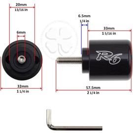 Black Handle Bar End CNC R6 Engraved Weight Slider For Yamaha YZF 06-19 R1 Slug