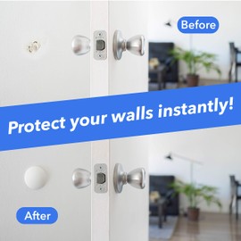 Silicone Wall Protectors from Door knobs - Self Adhesive Round Plate - Door Bumper Pads - Rubber Door Handle Bumper Guard for Door Knob, Kitchen, Office (2inch, Black)