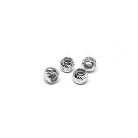 abalorio corrugadas de plata con revestimiento de rodio de 3 mm (tamaño del agujero 1,5 mm) se venden en paquetes (100 piezas) hallazgos de joyas, abalorio corrugadas redondas para hacer joyas, ideal
